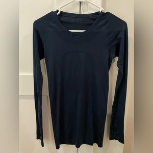 Blue Lululemon Long Sleeve Workout Top